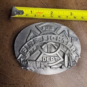 Vintage 1991 Siskiyou Belt Buckle Fire Fighter Department‎ America's Heros USA